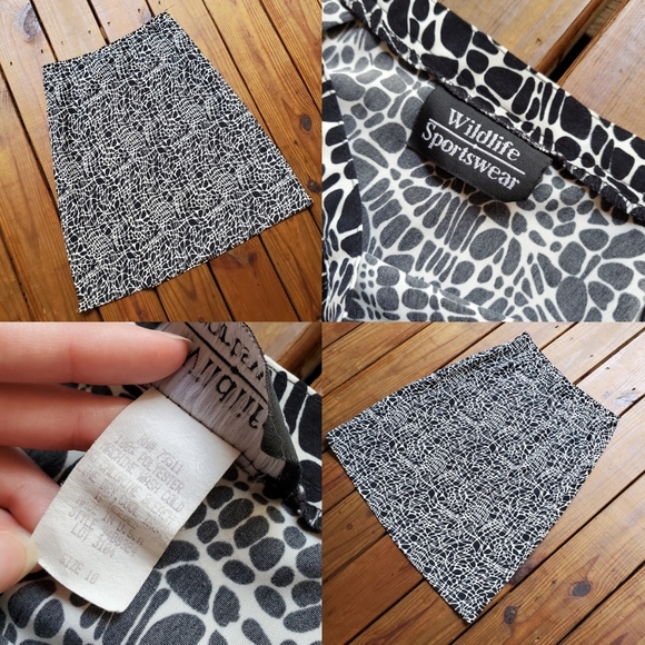 Vintage 90's size 10 black white geometric abstract animal print skirt - Picture 4 of 4